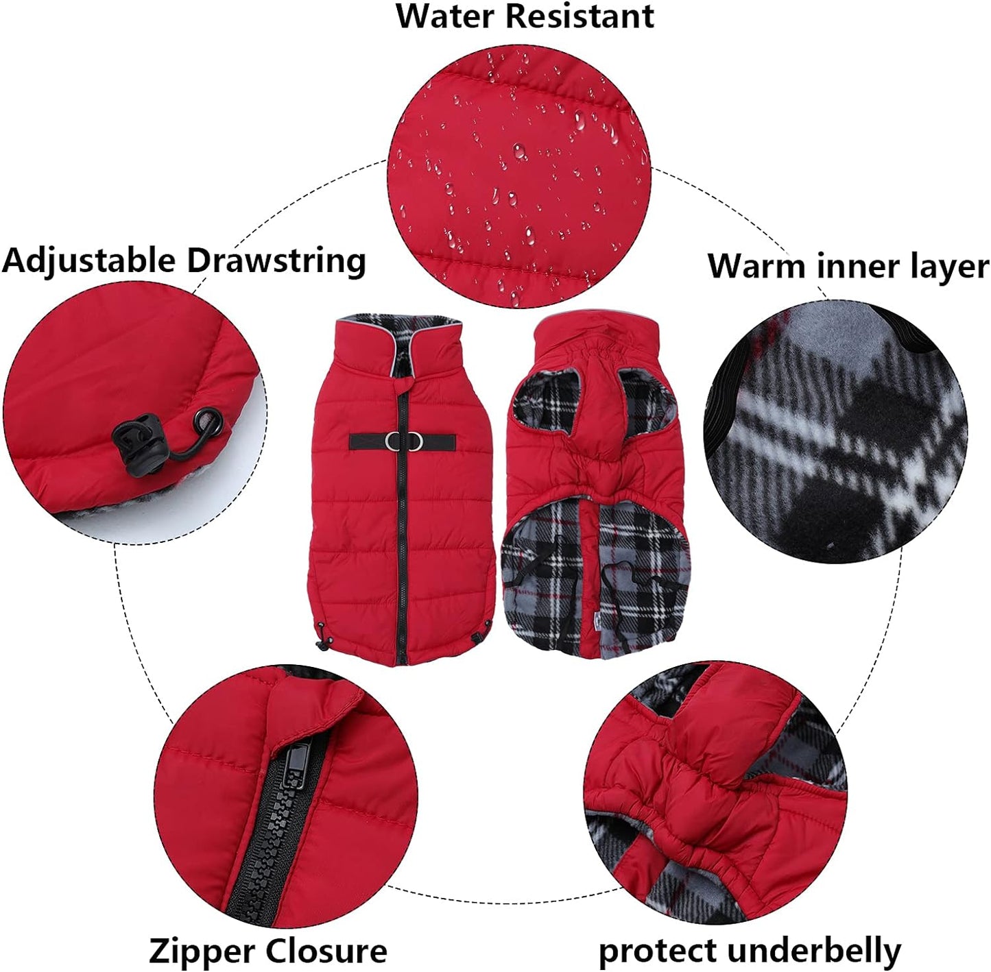 Dog Winter Warm Coat Dog Winter Jacket Windproof Snowproof,Pet Outdoor Jacket Dog Jacket for Small Medium Large Dogs-Red-Xxl